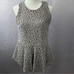 Loft size small gray lacy top sleeveless peplum .